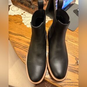 Nisolo Carmen Chelsea Black Ankle Boots with Tan Sole